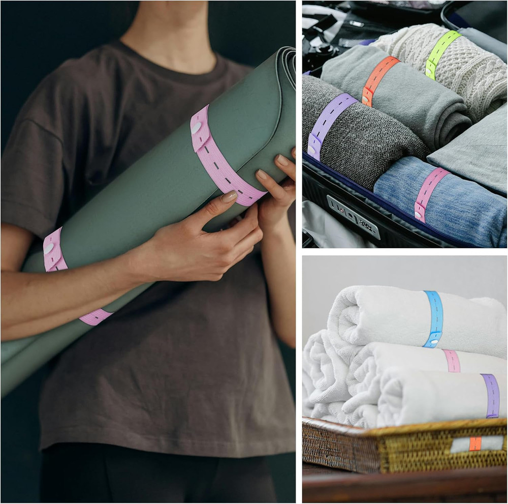60Pcs Roll-Up Clothes Storage Elastic Band, Adjustable Clothing Storage Binding