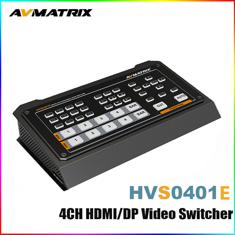 AVMATRIX HVS0401E Micro 4-Channel HDMI/DP Video Switcher Mixer Control Panel USB