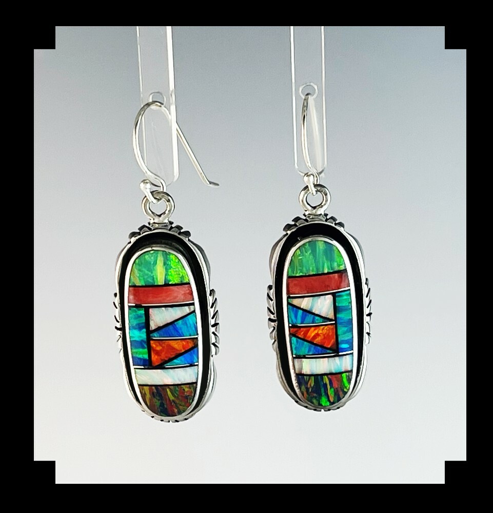 Sterling and Inlay Opalite Earrings