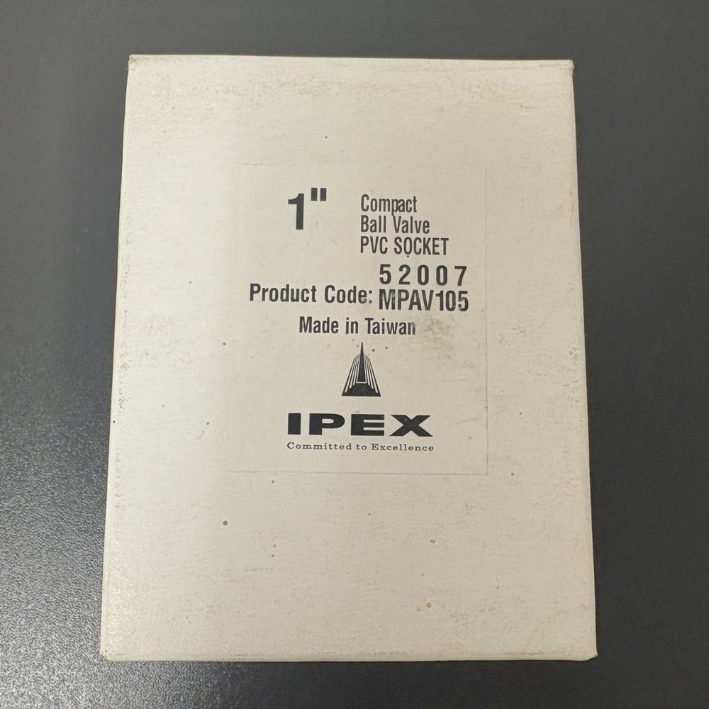 IPEX 1" PVC Socket Compact Ball Valve, Gray (New Open Box)