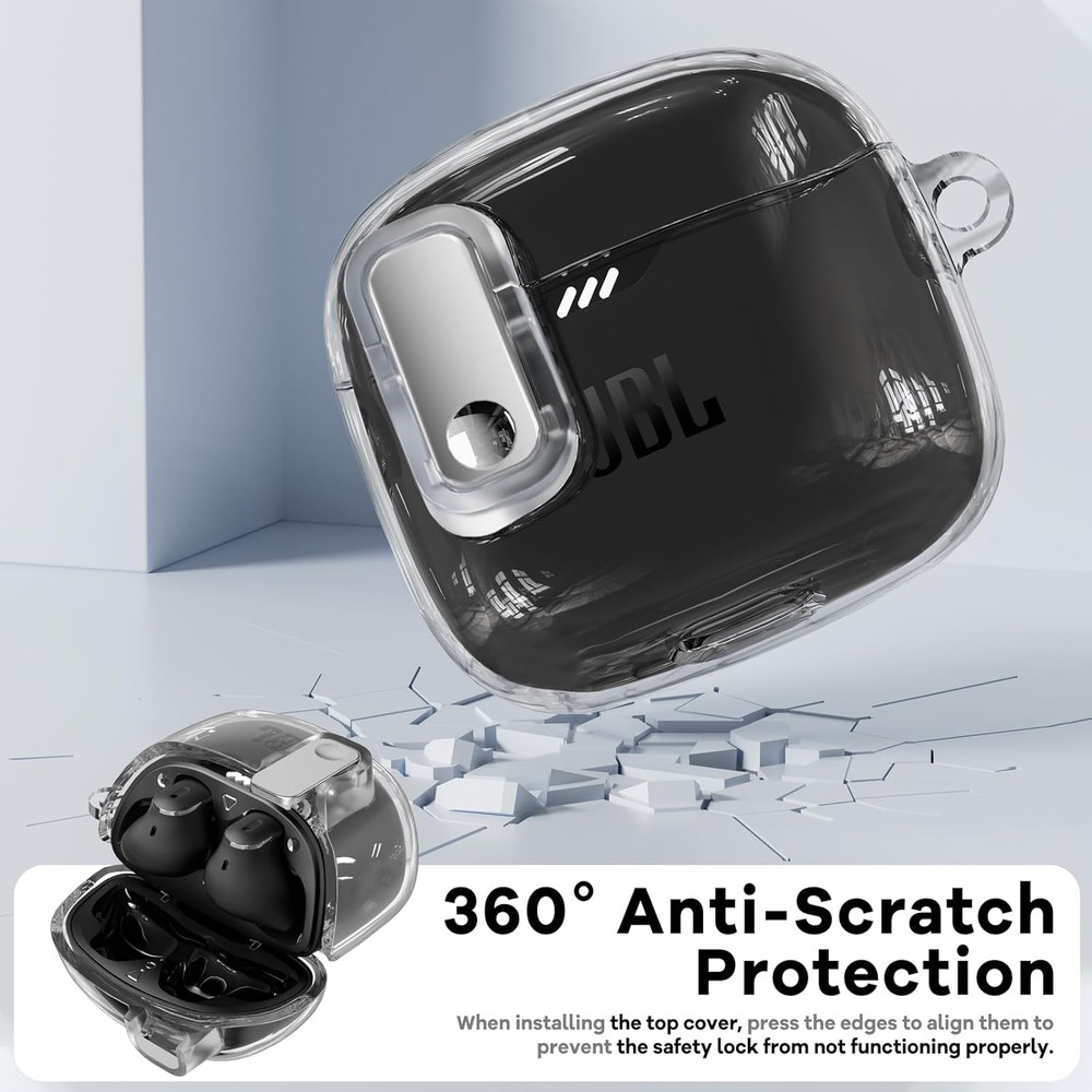 With Lock Case Compatible with JBL Tune Flex Earbuds,With Cleaner Kit,Tpu Clear