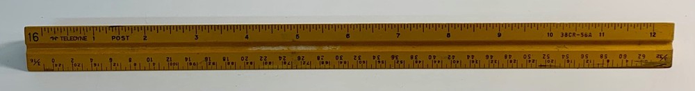 Vintage Teledyne Post Wood Triangular 38CR-56A Scale Ruler Hardwood