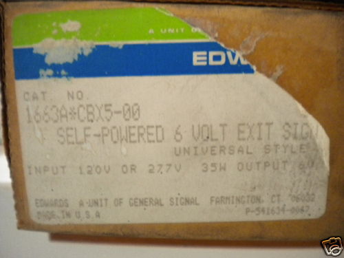 EDWARDS SELF POWERED EXIT SIGN 1663A*CBX5-00 NEW