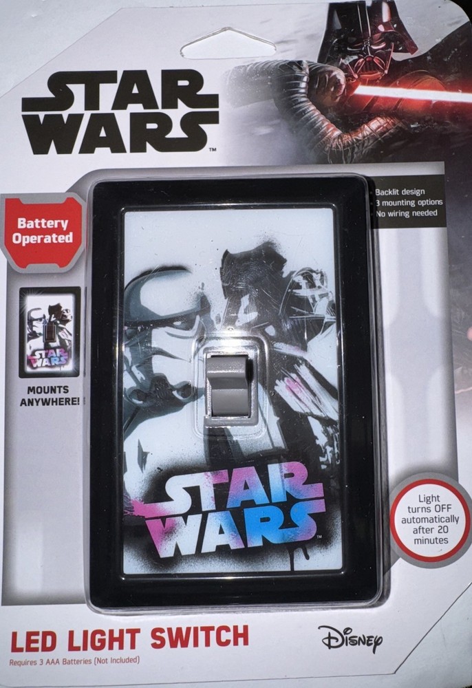 Star Wars Light Switch - Mountable LED Light w/Auto Shut Off, Batteries Required