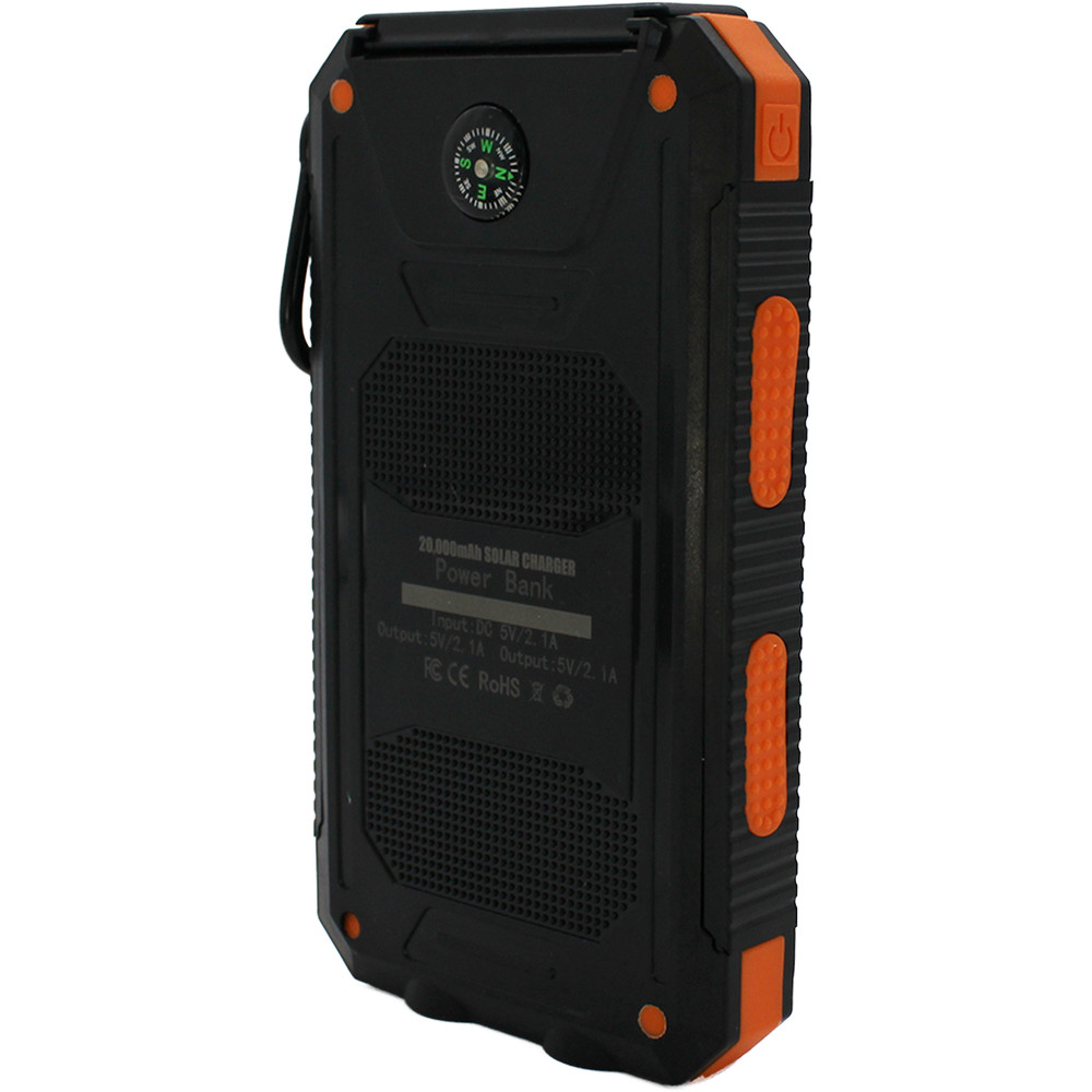 Jaspertronics™ Portable Solar Panel Power Bank 5V 2.0A w/ Compass – Durable &