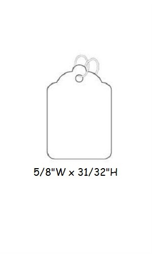 1000 White String Tags Strung 5/8" x 1" H Blank Merchandise String # 1 Tag