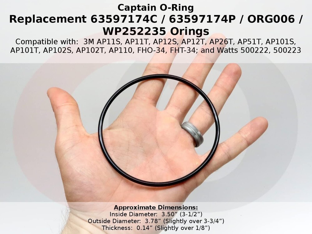 Replacement 3M 63597174C, AO-WH-STD-OR-2, ORG006, WP252235 O-Rings (3 Pack)
