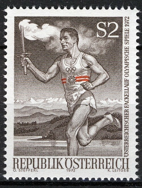 Austria 1972, Torch runner Olympics Munich VF MNH, Mi 1392