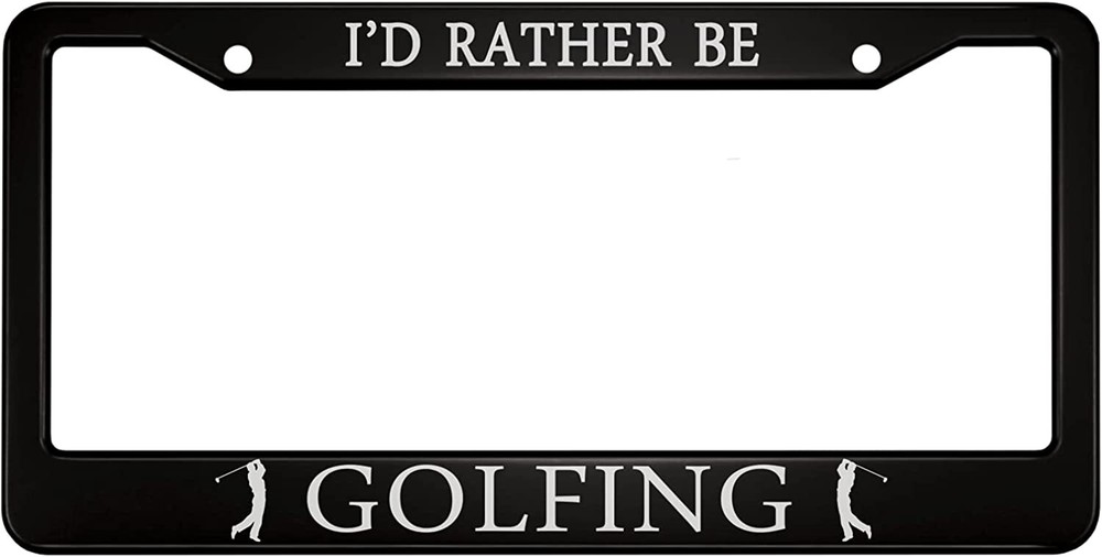 I'D RATHER BE GOLFING BLACK LICENSE PLATE FRAME