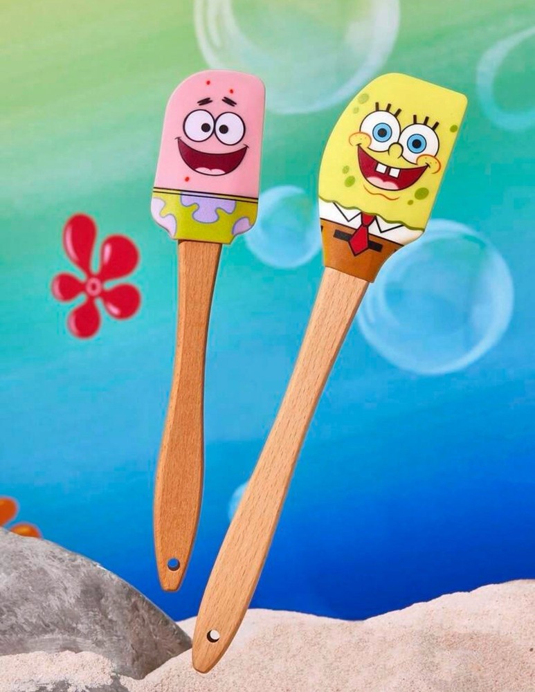 New 4 pc SPONGEBOB & PATRICK Silicone Kitchen Baking Spatula OVEN MIT Pot Holder