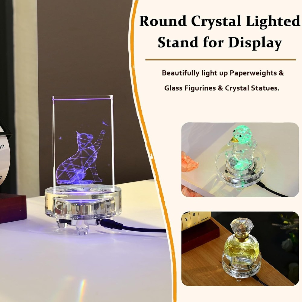 Crystal LED Light Base Multicolor Changing Pedestal Color Show Stand Lighted ...