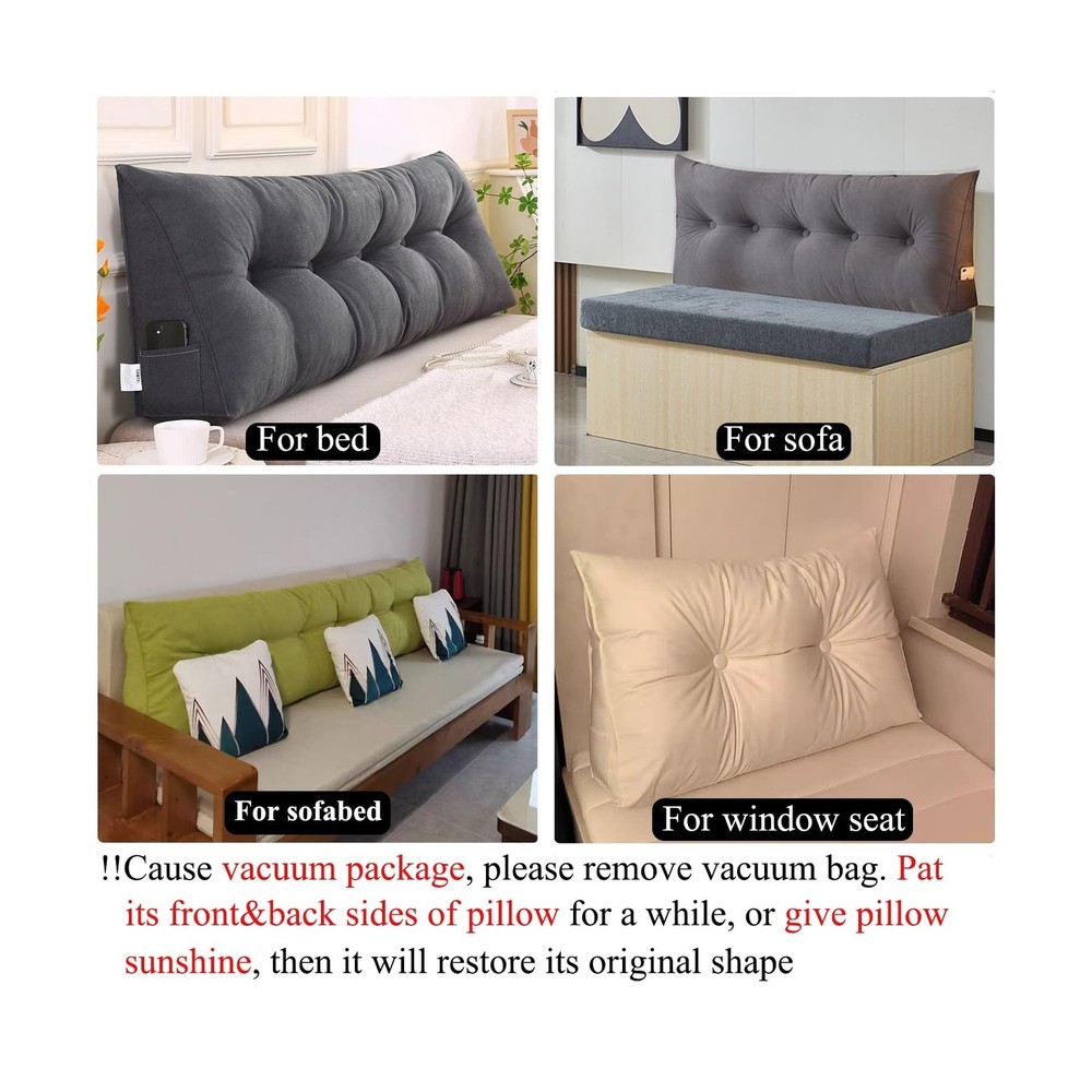 SAMTY Triangular Wedge Pillow headboard King Size for Couch Large headboard P...