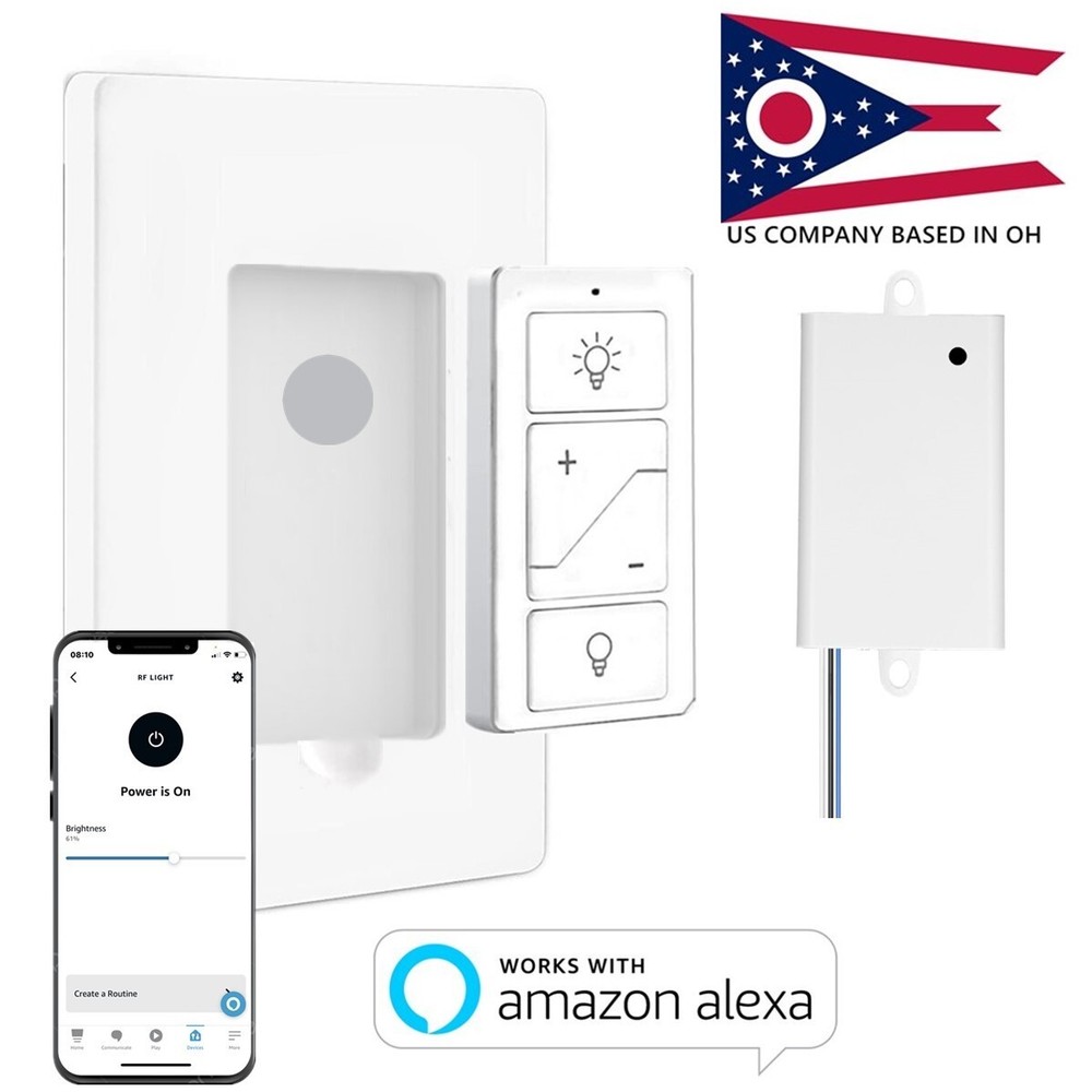 Smart Wireless Light Switch Kit No Wiring Dimmer Remote Control Work with Alexa