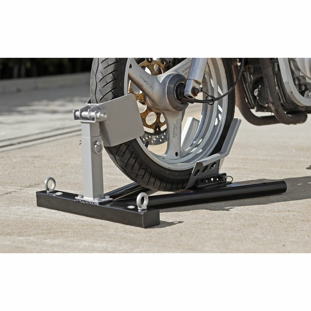 Sealey Motorcycle Front Wheel Chock Heavy-Duty Freestanding Fixed Workshop