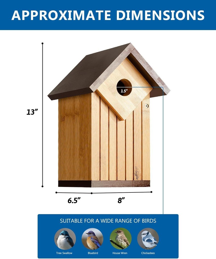 Large Hard Bamboo Bluebird Houses for Outside Solid Material Construction