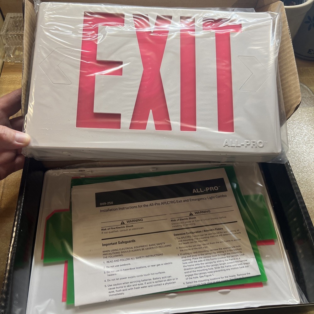 NEW - Exit Emergency Light Hardwired Exit Sign LED Light 2 Color ALL-PRO