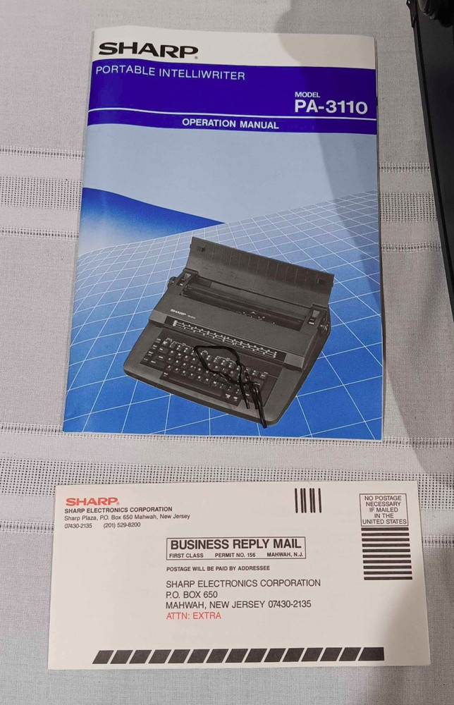 Sharp Portable Electronic Intelliwriter Model PA-3100 II With Box & Manual
