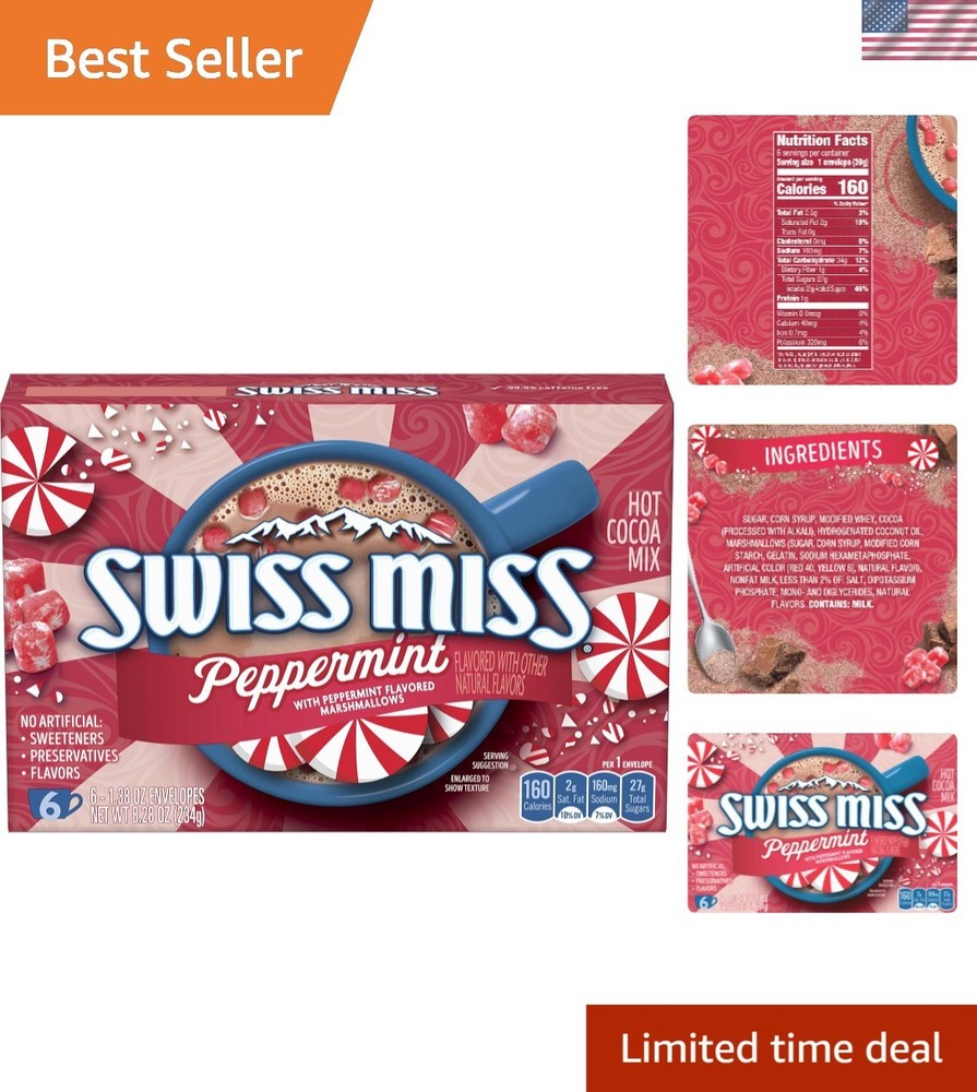 Delightful Peppermint Hot Cocoa Mix with Marshmallows - 6 Pack Convenience