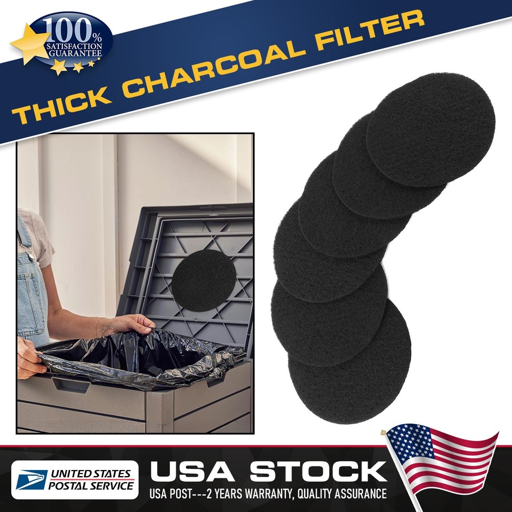 6 Pcs Extra Thick Charcoal Filters for Kitchen Compost Bins Activated Carbon