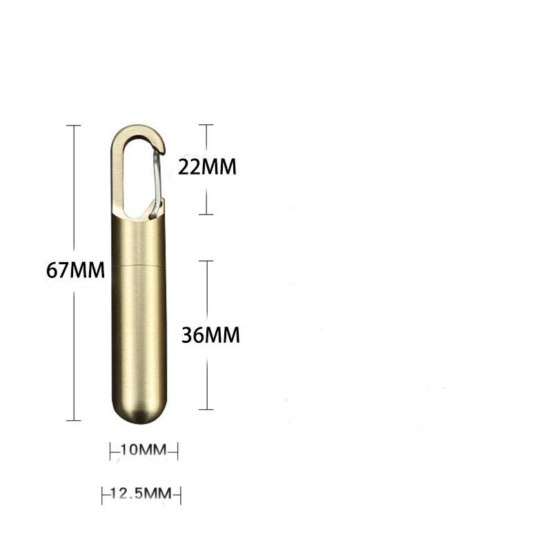 EDC Solid Brass Keychain Waterproof Box Portable Integrated Medicine Pill Box