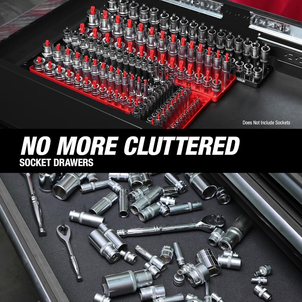 Efficient Socket Organization: 6 Piece Set for Toolbox with SAE & Metric Holders