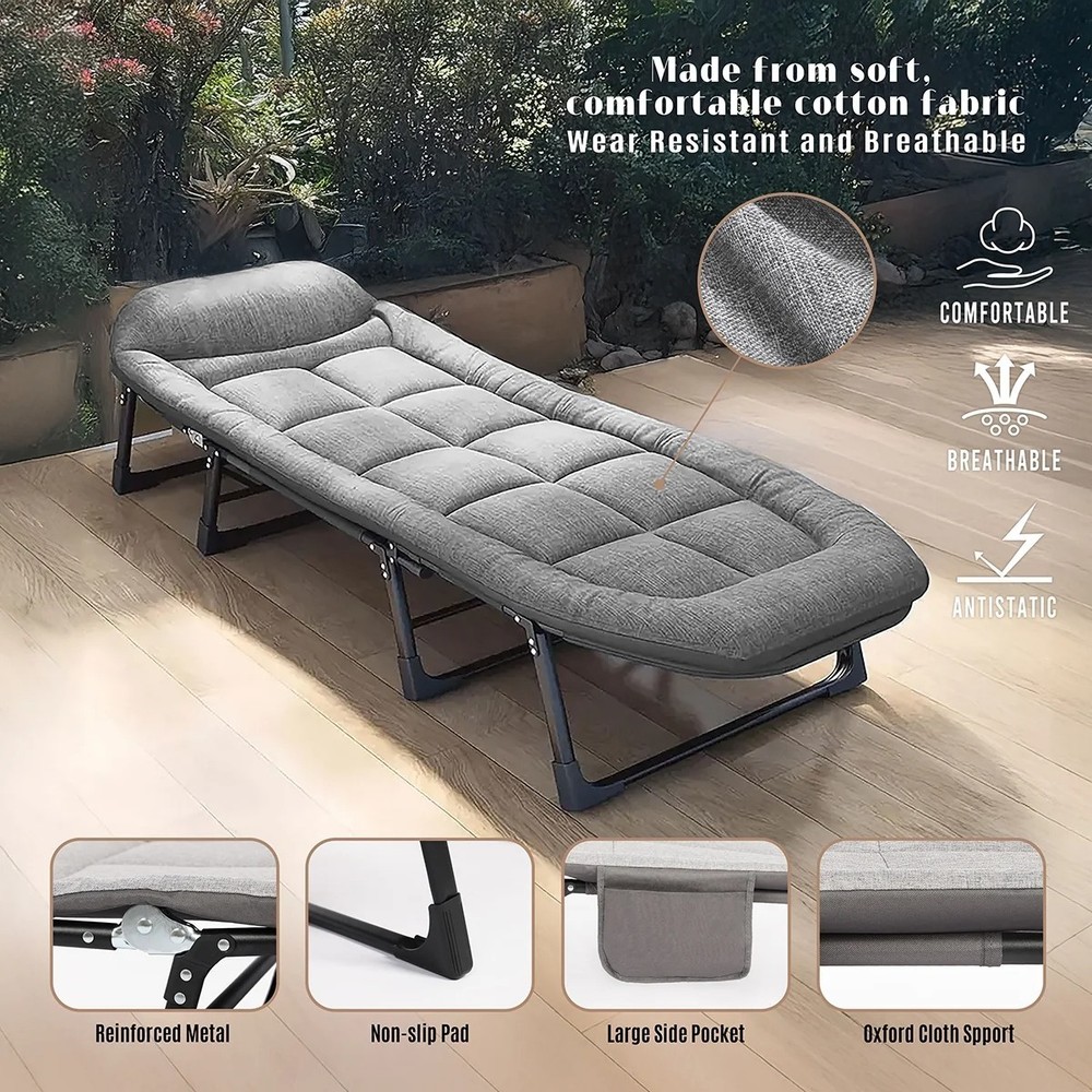Portable Camping Cot with Mattress, Foldable Padded Sleeping Cot
