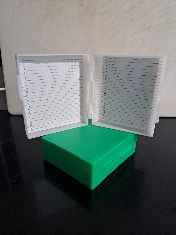 2 Pcs Microscope, Slide Storage Box, 25 Place, Plastic Slide, Holder
