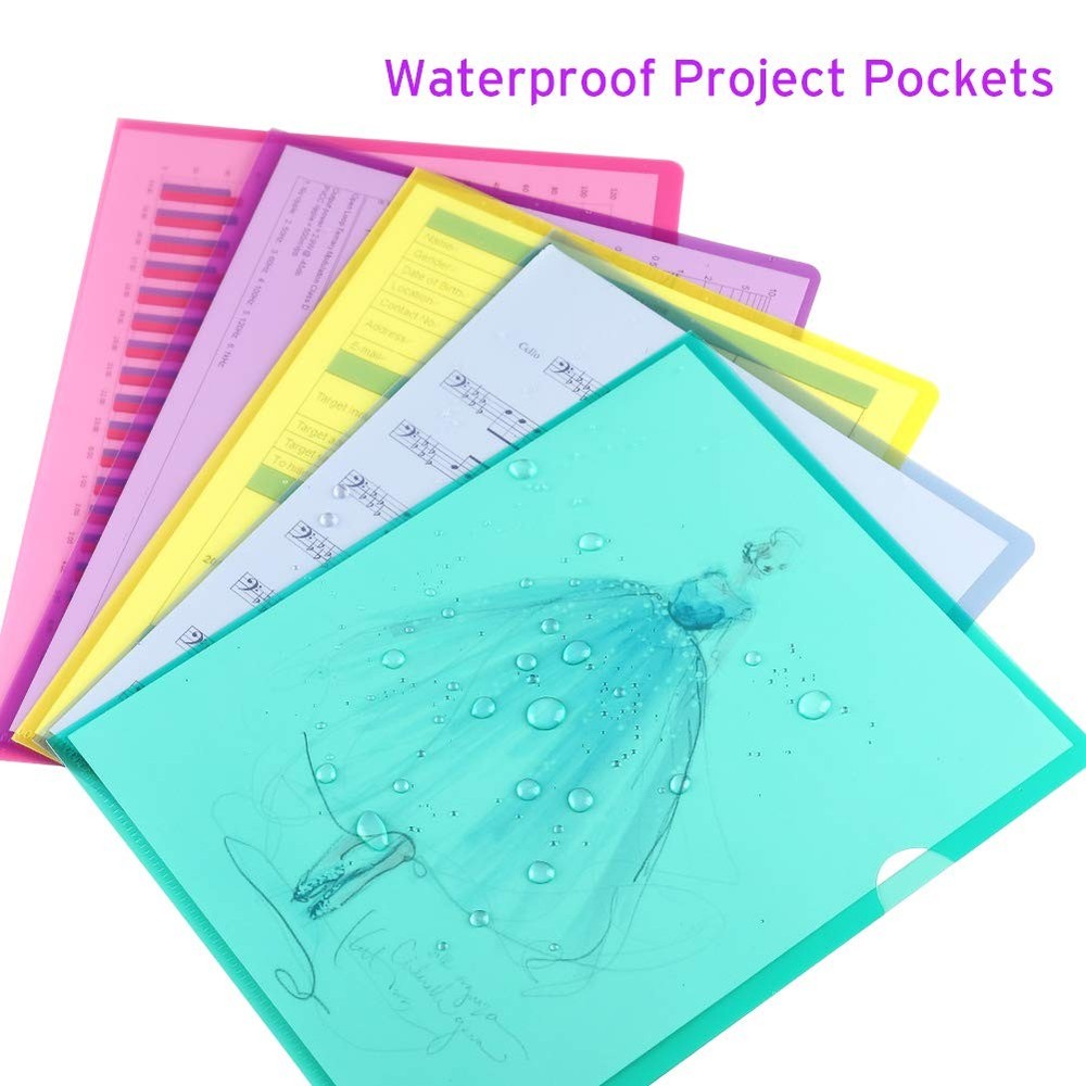 25 Pack Clear Document Folder Project Pockets, Clear Plastic Folders Letter S...