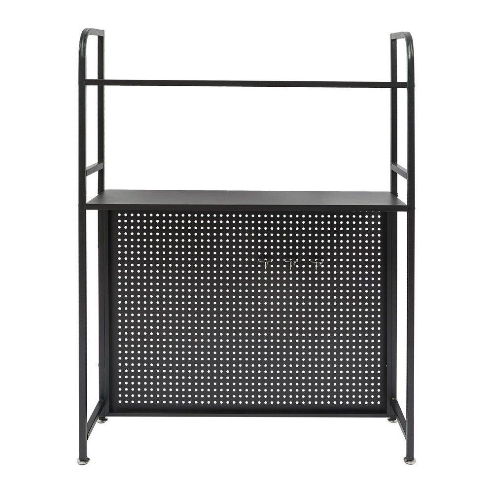 2-Tier Desktop Shelf Bracket with Pegboard Tabletop Organizer Bookshelf Storage