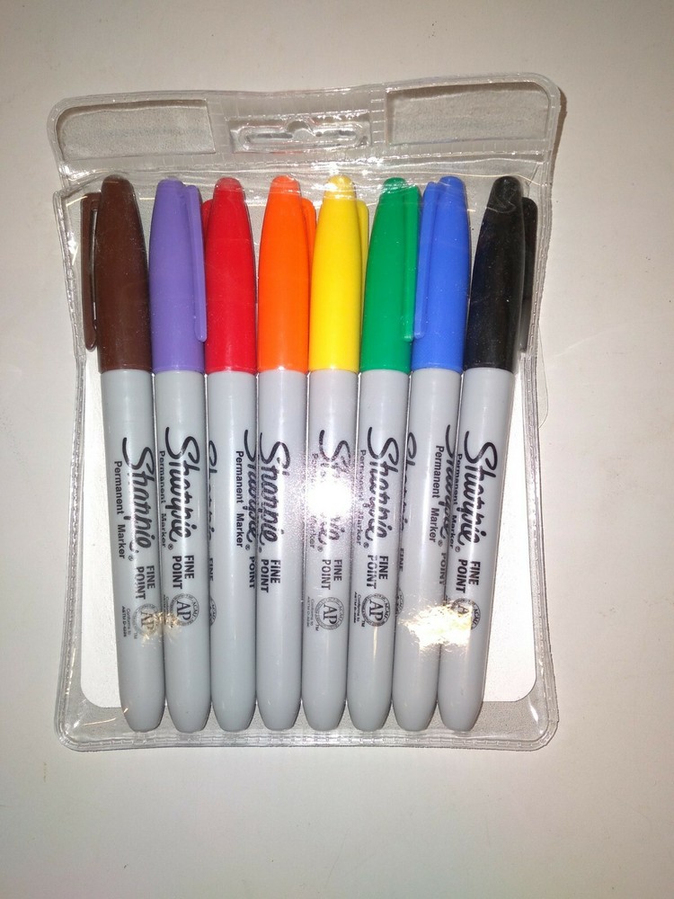 Sharpie Permanent Markers, Fine Point, Assorted Colors 8 Pack
