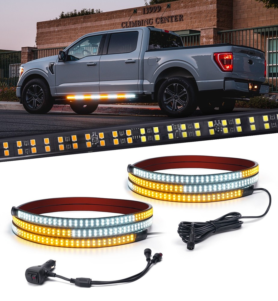 2PCS 70" Running Board Lights Emergency Strobe Lights Strip Side Step light bar