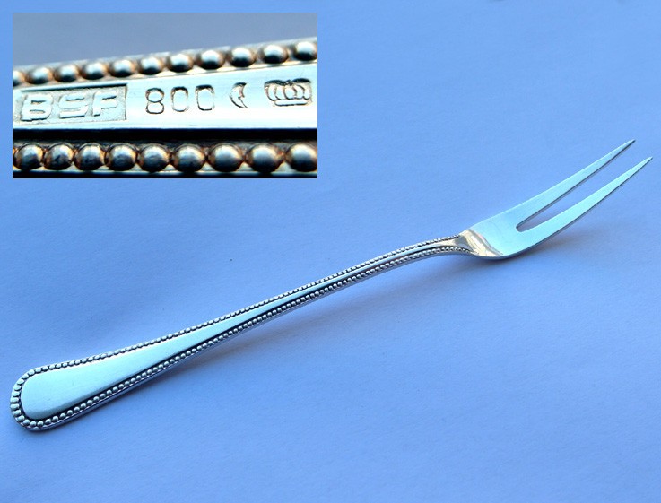 Serving Fork/Serving Fork , Beaded Edge Decor, BSF, 800er Silver F282