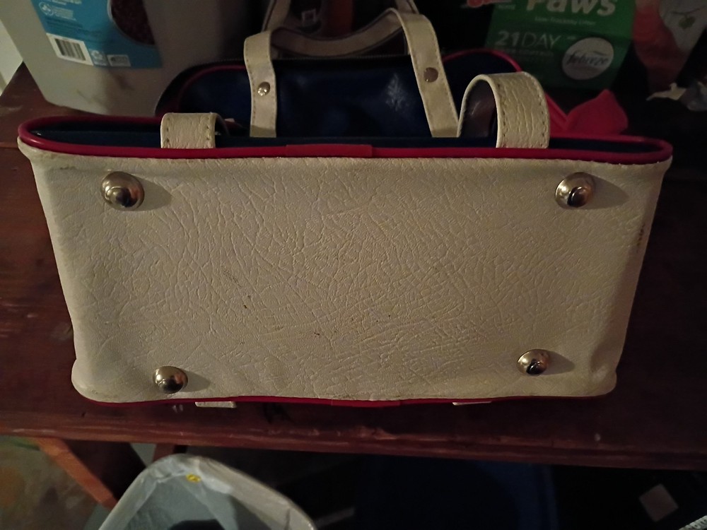 vintage bowling bag red white blue