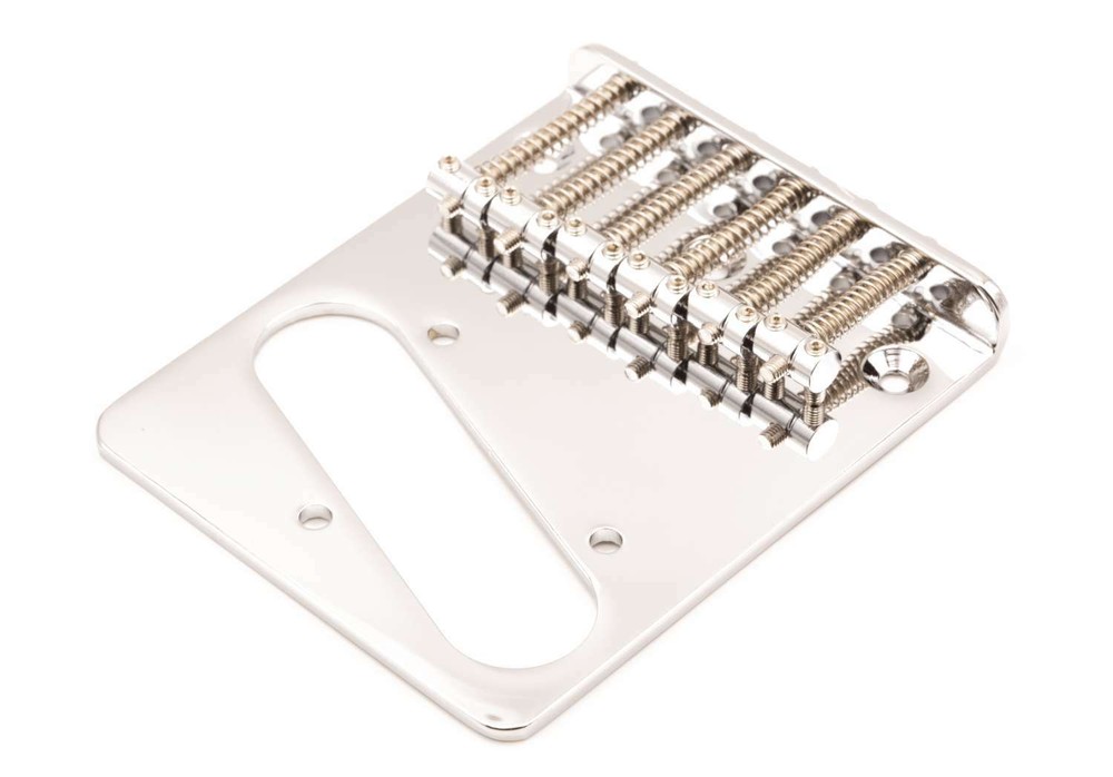 Tone Ninja 3 hole 6 Saddle Telecaster Bridge, Flat plate, Chrome