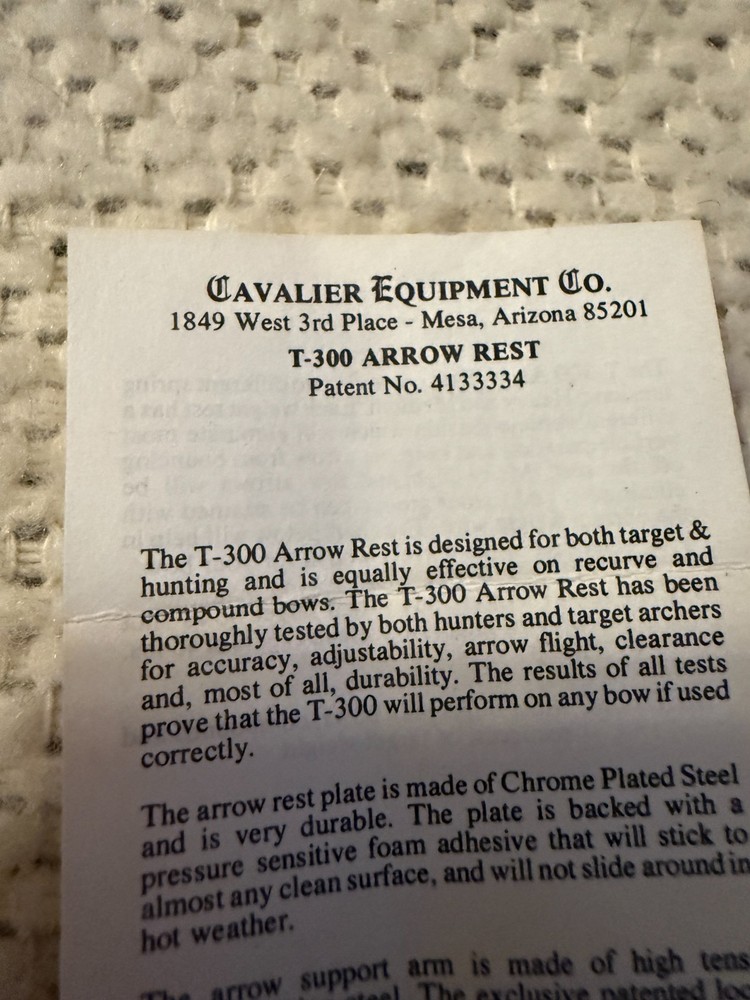 Cavalier Equipment Co Flipper Rest