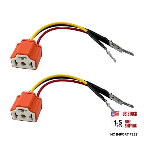 Yourkar 2PCS Ceramic H4 9003 HB2 Wiring Harness Headlight Socket, Pigtail 2 PCS