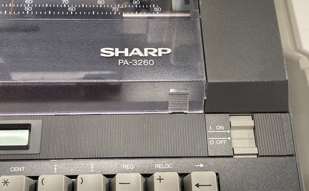 Sharp Electronic Typewriter PA-3260 Gray Portable Calc uTyping Manual Case
