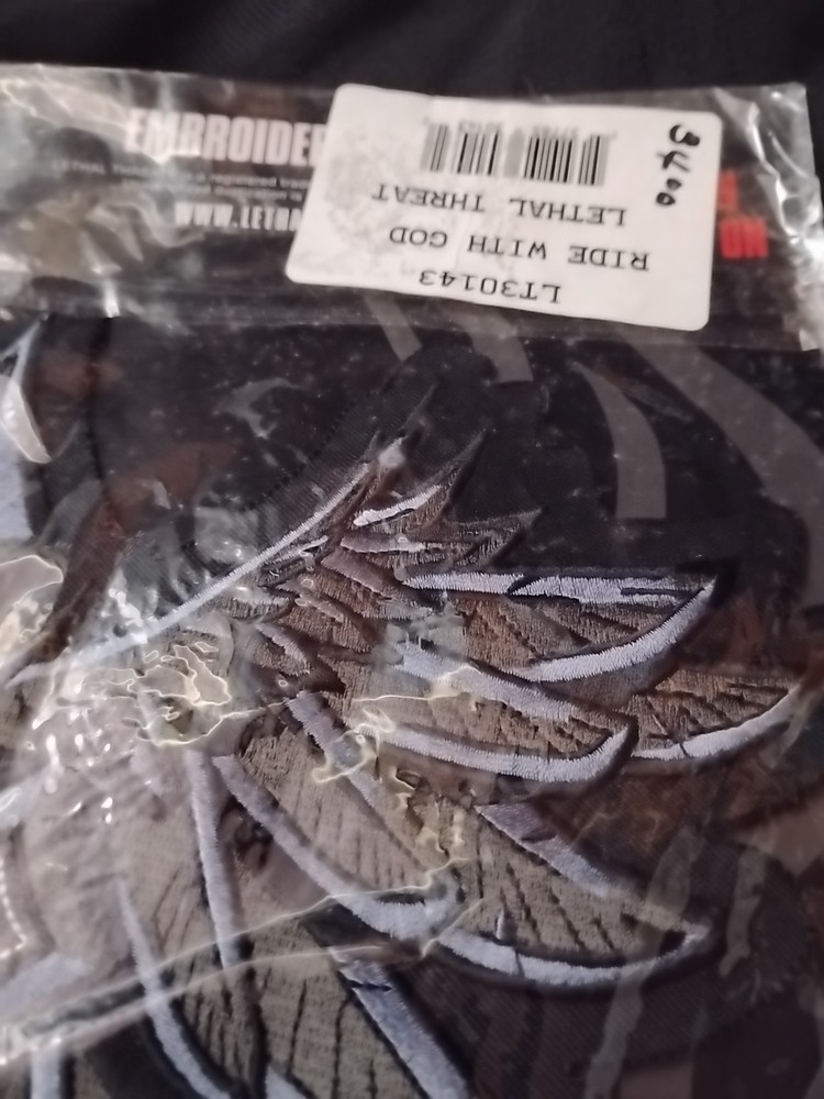 Lethal Threat Design ..Sew On Patch ..New.. ( Ride With God)