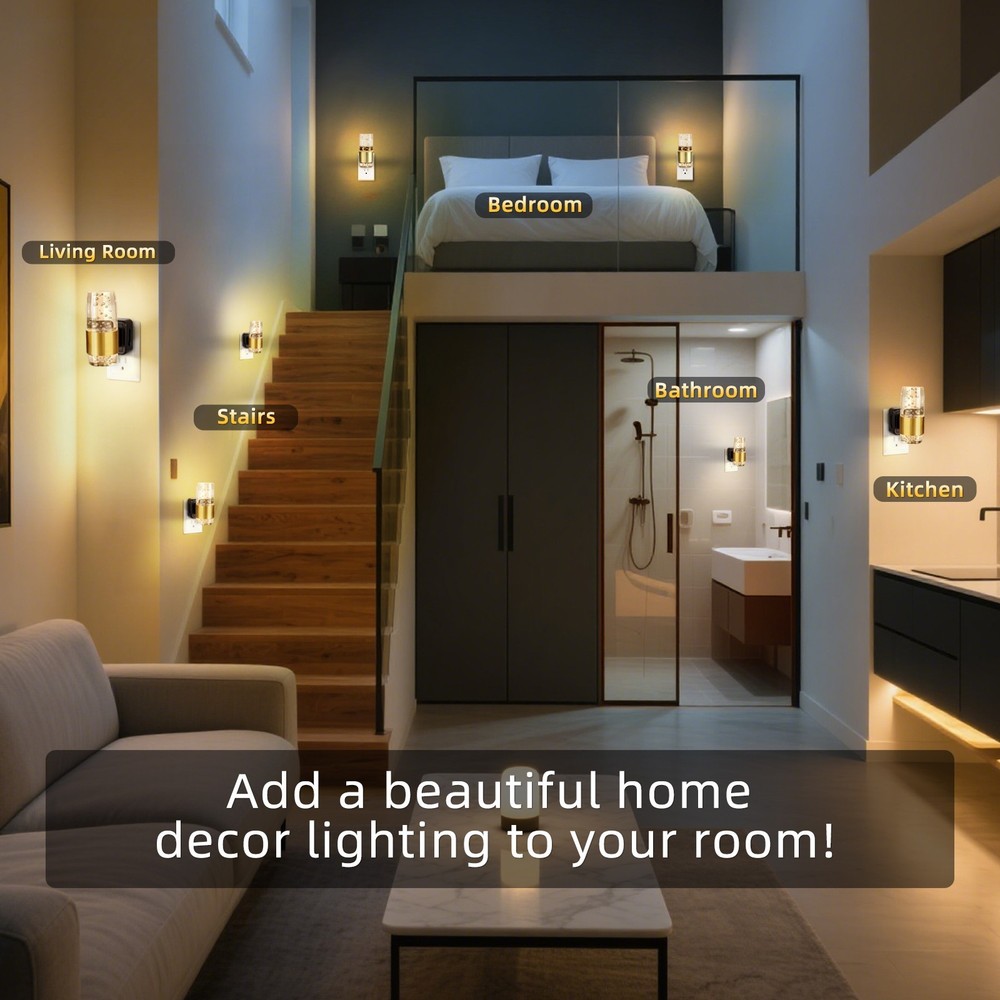 LED Night Lights Plug into Wall, 2 Pack Acrylic Night Light,Dimmable Nightlight