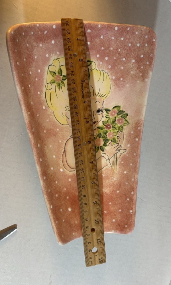 Decorative Unique Pottery Dish With Girl Pictured On It