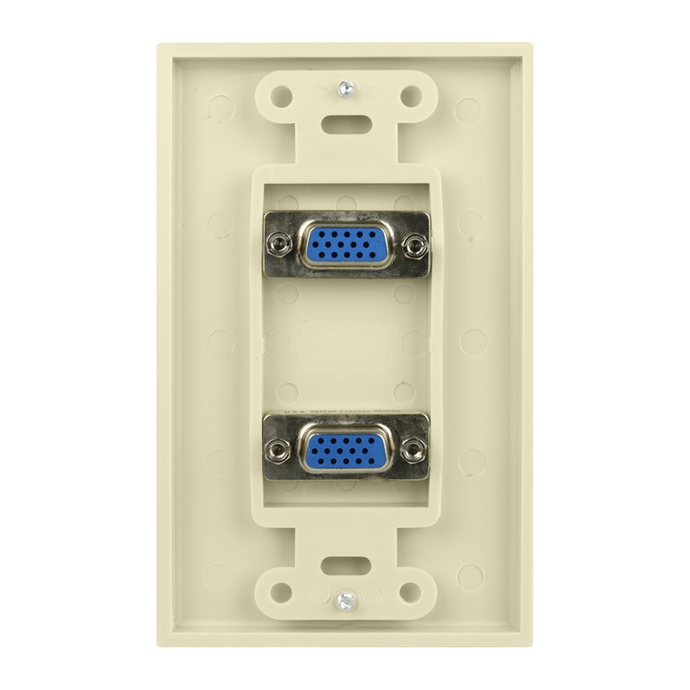 Construct Pro Wall Plate with Dual Female VGA Pass Throughs (Ivory)