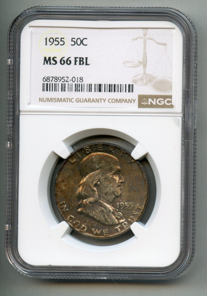 1955 Franklin Silver Half Dollar NGC MS 66 FBL
