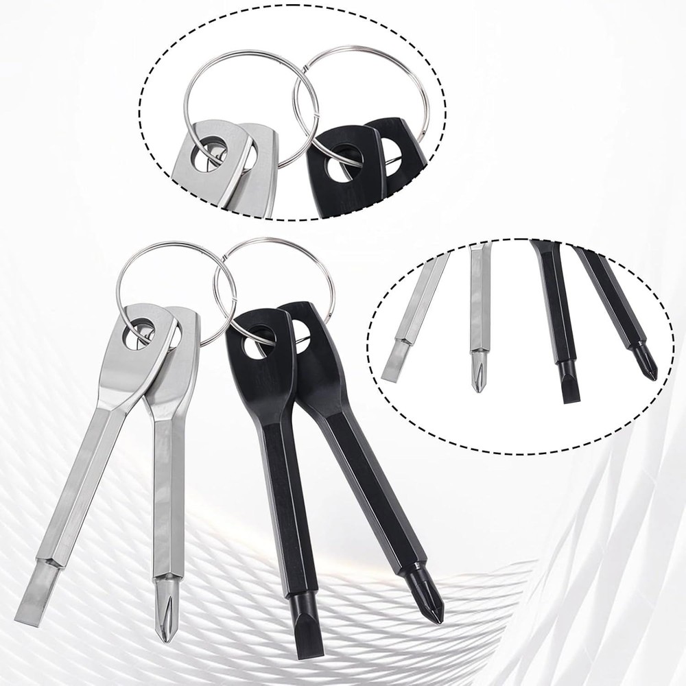 4 Set(8Pcs) EDC Mini Keychain Screwdriver Set Phillips Flat Head Portable Tools
