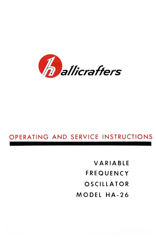 Hallicrafters HA-26 VFO Manual