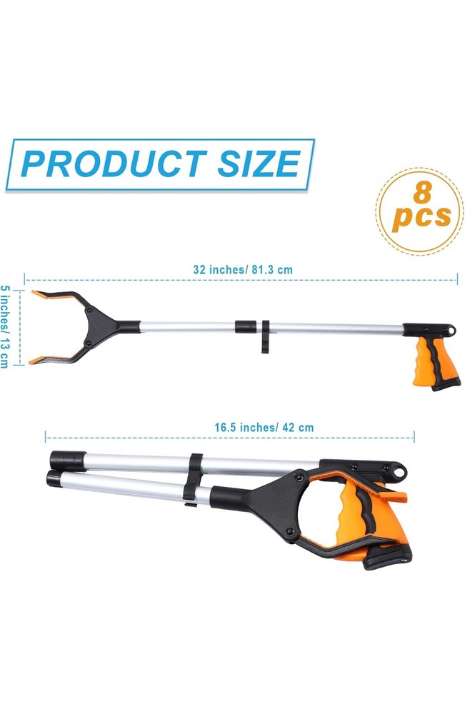 Ctosree 8 Pack 32" Trash Grabber Reacher Tool for Elderly, Foldable Litter