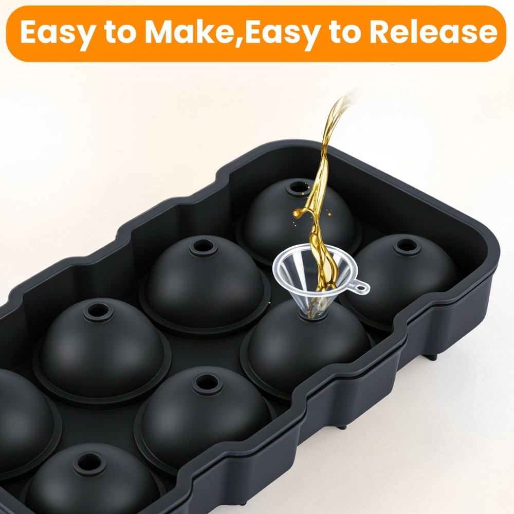 2x Round Ice Cube Mold with Lid Reusable Sphere Ice Cube Maker for Whiskey Party