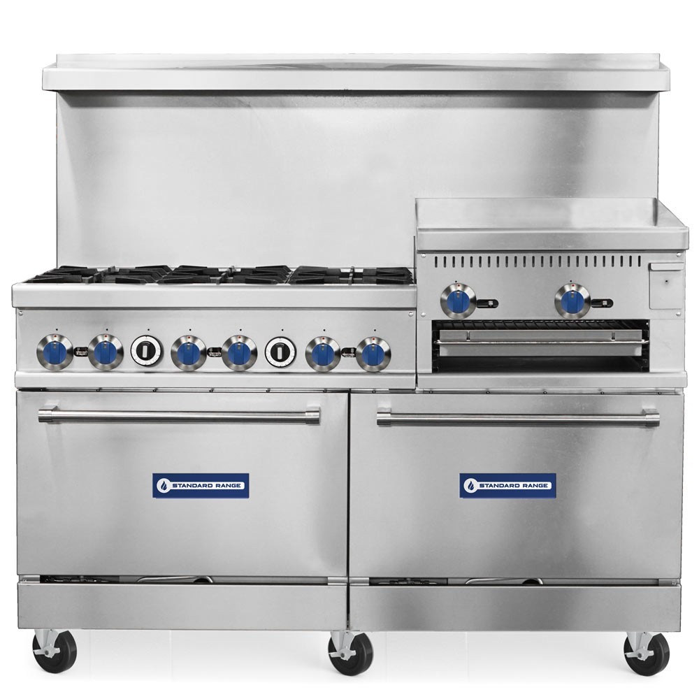 60" Range - 6 top burners + 24" raised griddle＋Broiler