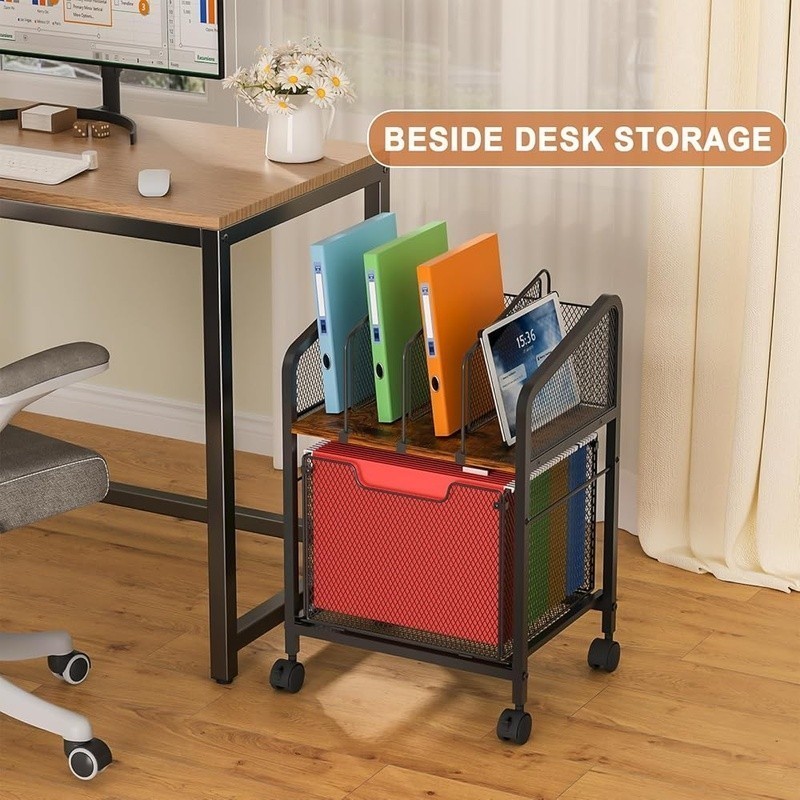 Ample Storage Rolling File Cabinet W/ Adjustable Dividers & Mobility Office New