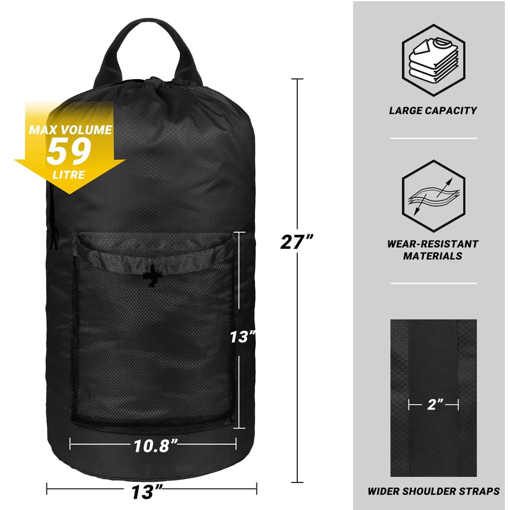 Oxford Fabric Laundry Backpack with Hanging Loop, Large Capacity Laundry Hamper