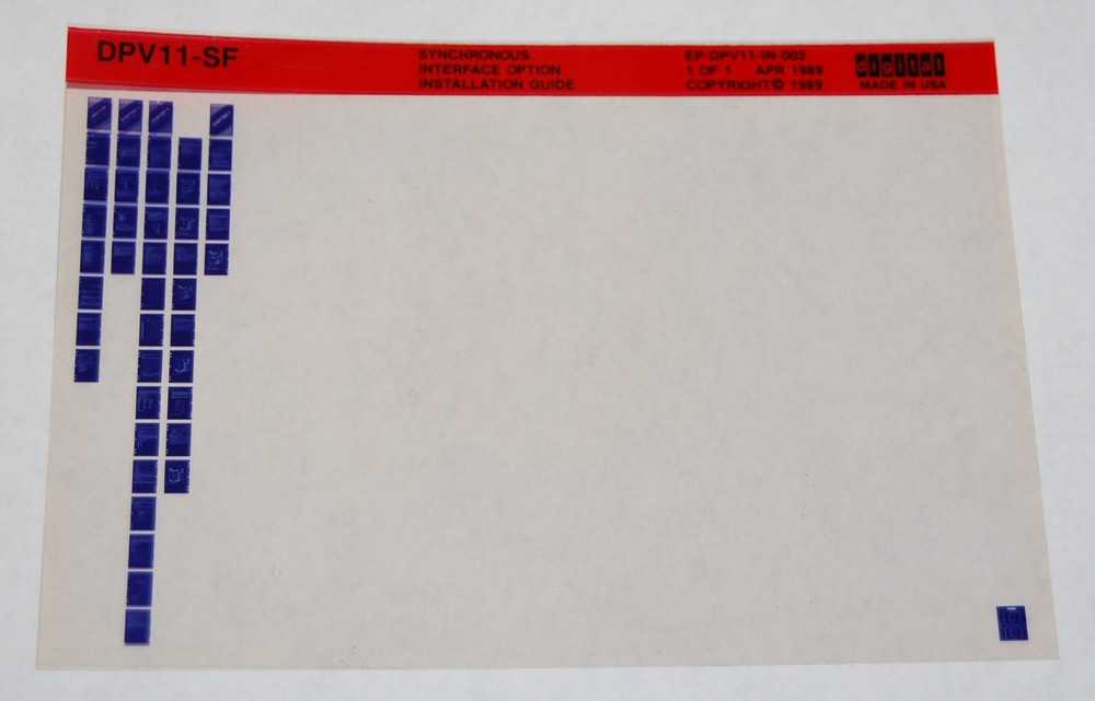 DEC DPV11-SF Synchronous Interface Option Installation Guide, Microfiche